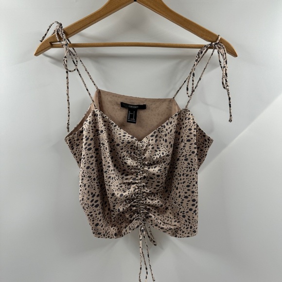 Forever 21 Satin Cropped Adjustable Tie Strap Tank Top Size Medium - Picture 1 of 6